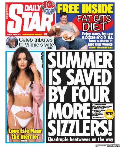 Daily Star Newspaper Front Page for 8 July 2019
