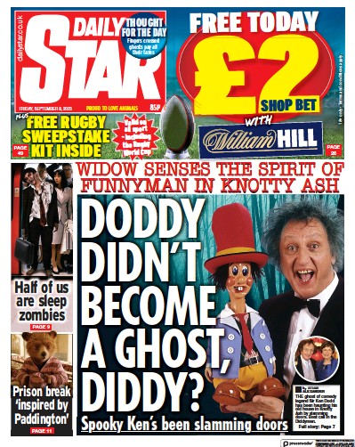 Daily Star (UK) Newspaper Front Page for 8 September 2023