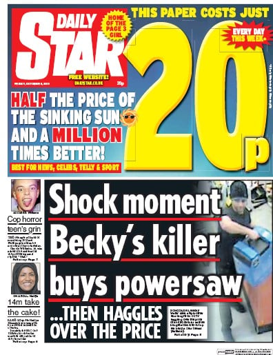 Daily Star Newspaper Front Page for 9 October 2015