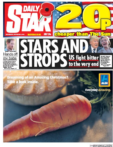 Daily Star Newspaper Front Page for 9 November 2016