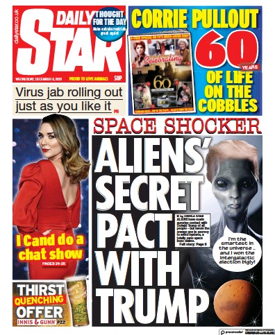 Daily Star (UK) Newspaper Front Page for 9 December 2020
