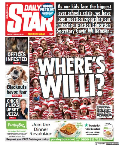 Daily Star Newspaper Front Page for 9 February 2021