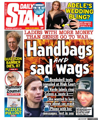 Daily Star Newspaper Front Page for 9 February 2022