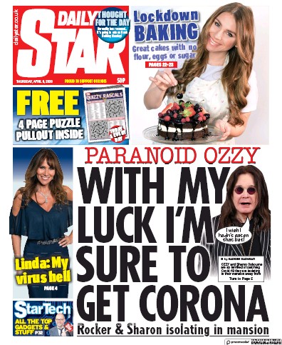 Daily Star Newspaper Front Page for 9 April 2020