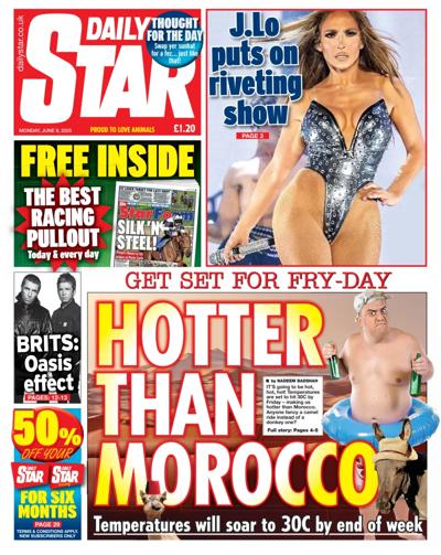 Daily Star (UK) Newspaper Front Page for 9 June 2025