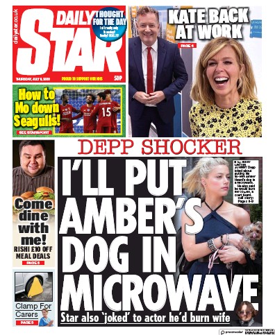 Daily Star Newspaper Front Page for 9 July 2020