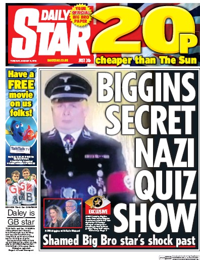 Daily Star Newspaper Front Page for 9 August 2016