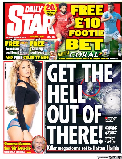 Daily Star Newspaper Front Page for 9 September 2017