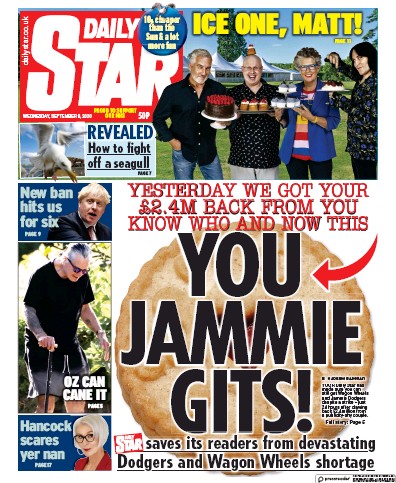 Daily Star Newspaper Front Page for 9 September 2020