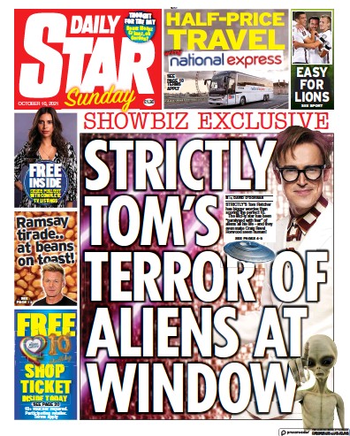 Daily Star Sunday (UK) Newspaper Front Page for 10 October 2021