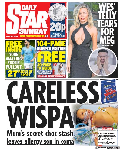 Daily Star Sunday Newspaper Front Page for 10 March 2019