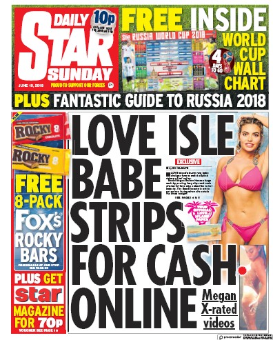 Daily Star Sunday Newspaper Front Page for 10 June 2018