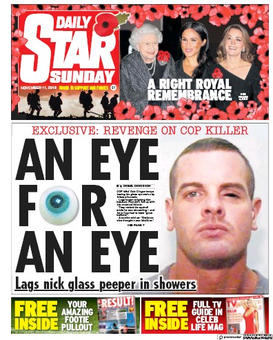 Daily Star Sunday Newspaper Front Page for 11 November 2018