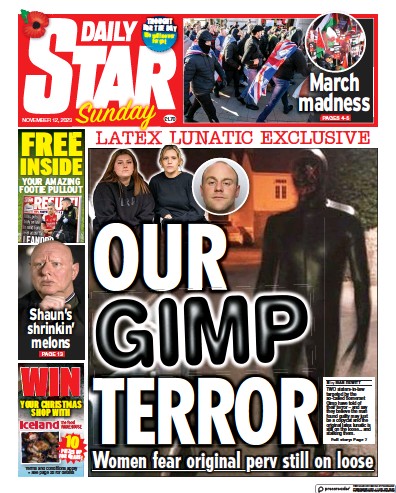 Daily Star Sunday Newspaper Front Page for 12 November 2023