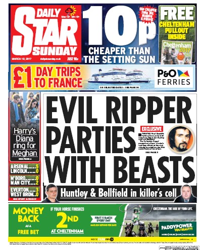 Daily Star Sunday Newspaper Front Page for 12 March 2017