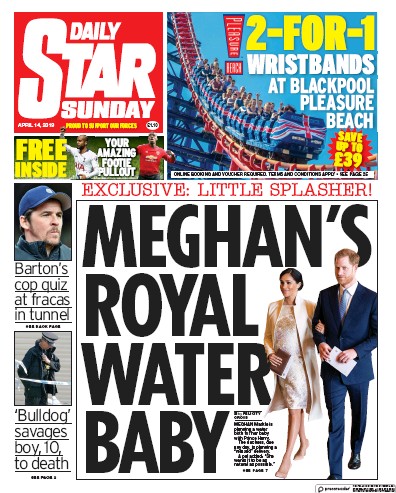Daily Star Sunday Newspaper Front Page for 14 April 2019