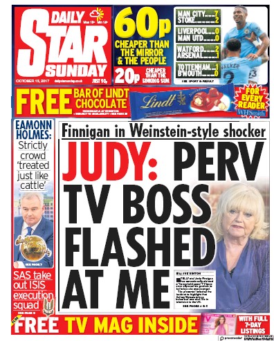 Daily Star Sunday Newspaper Front Page for 15 October 2017