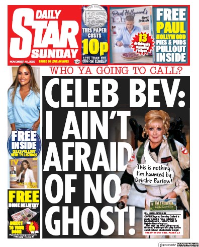 Daily Star Sunday (UK) Newspaper Front Page for 15 November 2020