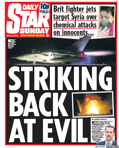 Daily Star Sunday (UK) Newspaper Front Page for 15 April 2018