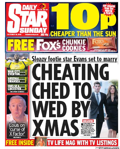 Daily Star Sunday Newspaper Front Page for 16 October 2016