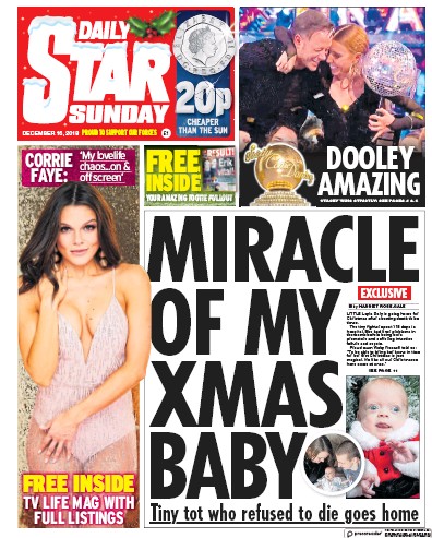 Daily Star Sunday Newspaper Front Page for 16 December 2018
