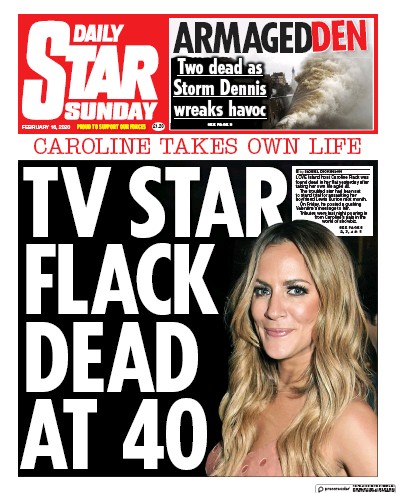Daily Star Sunday Newspaper Front Page for 16 February 2020