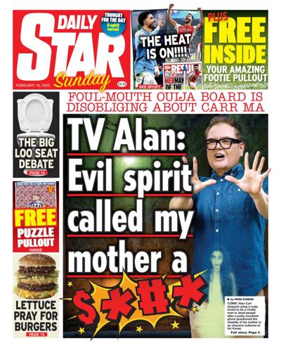 Daily Star Sunday (UK) Newspaper Front Page for 16 February 2025
