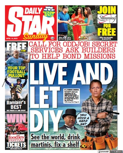 Daily Star Sunday (UK) Newspaper Front Page for 16 April 2023