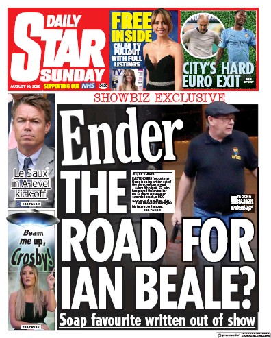 Daily Star Sunday Newspaper Front Page for 16 August 2020