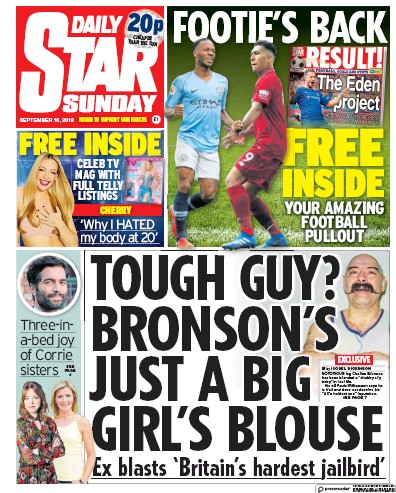 Daily Star Sunday Newspaper Front Page for 16 September 2018