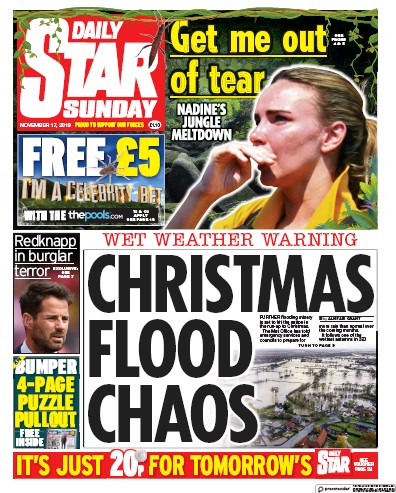 Daily Star Sunday Newspaper Front Page for 17 November 2019