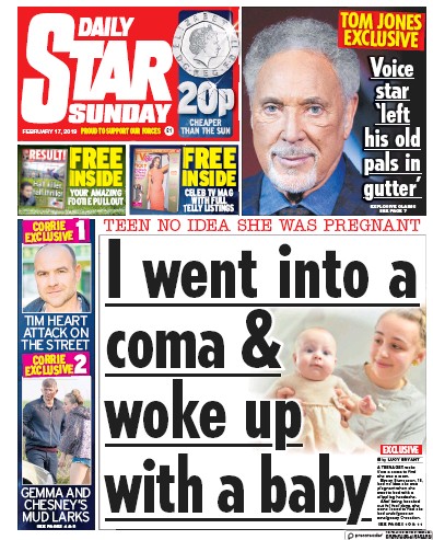 Daily Star Sunday Newspaper Front Page for 17 February 2019