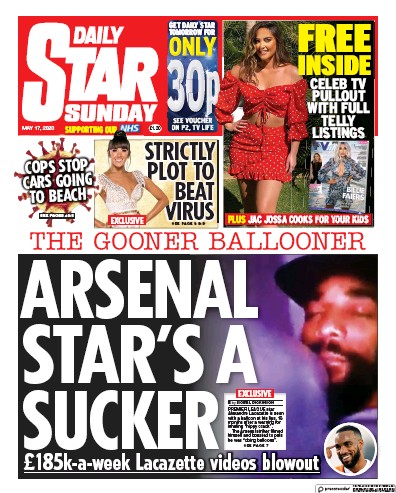 Daily Star Sunday Newspaper Front Page for 17 May 2020