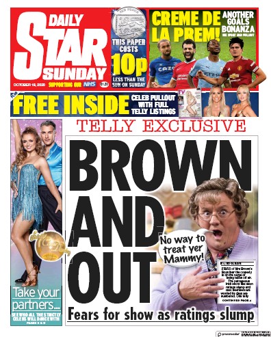Daily Star Sunday Newspaper Front Page for 18 October 2020