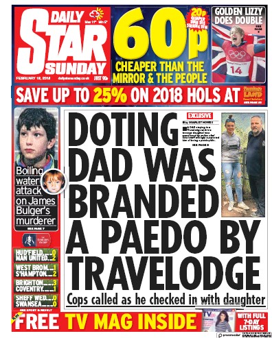 Daily Star Sunday Newspaper Front Page for 18 February 2018