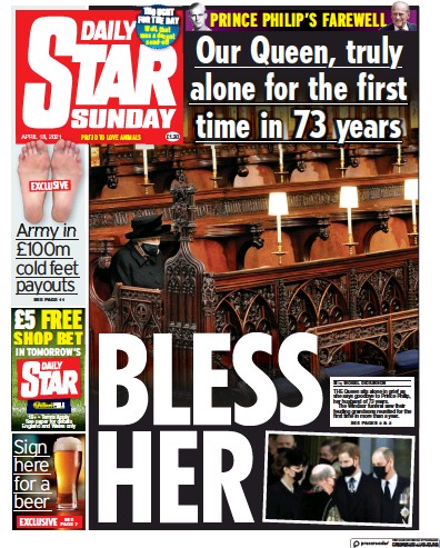 Daily Star Sunday (UK) Newspaper Front Page for 18 April 2021