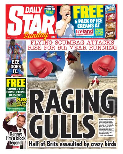 Daily Star Sunday (UK) Newspaper Front Page for 18 May 2025