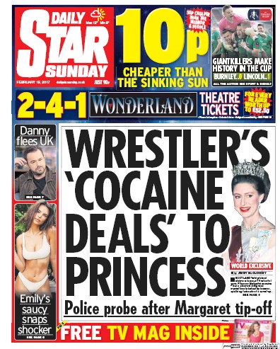Daily Star Sunday Newspaper Front Page for 19 February 2017