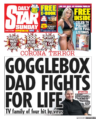Daily Star Sunday Newspaper Front Page for 19 April 2020