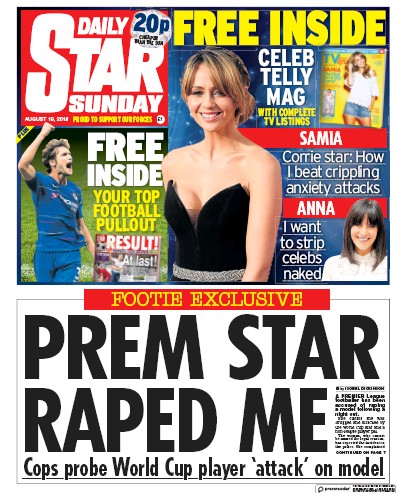 Daily Star Sunday Newspaper Front Page for 19 August 2018