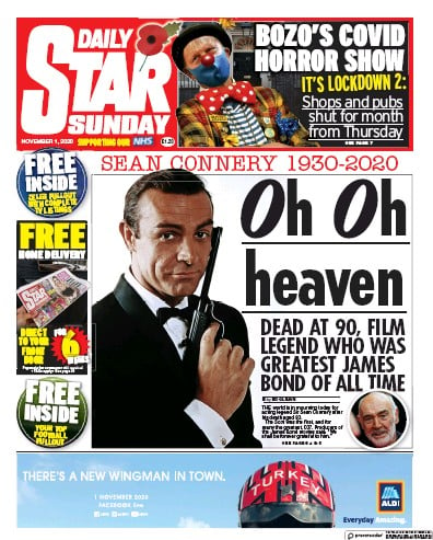 Daily Star Sunday Newspaper Front Page for 1 November 2020