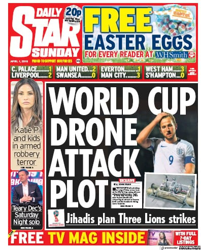 Daily Star Sunday Newspaper Front Page for 1 April 2018