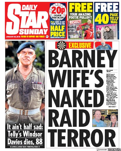 Daily Star Sunday Newspaper Front Page for 20 January 2019