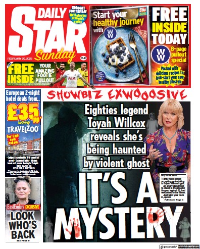 Daily Star Sunday Newspaper Front Page for 20 February 2022