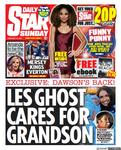 Daily Star Sunday Newspaper Front Page for 21 February 2021