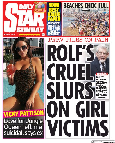 Daily Star Sunday Newspaper Front Page for 21 April 2019