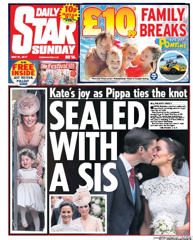 Daily Star Sunday Newspaper Front Page for 21 May 2017
