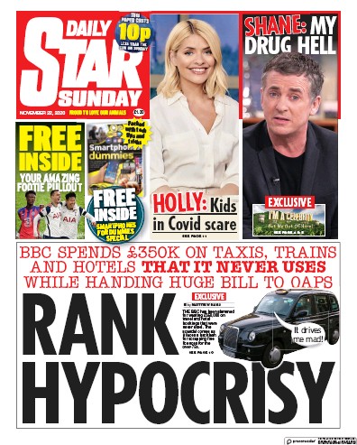 Daily Star Sunday Newspaper Front Page for 22 November 2020