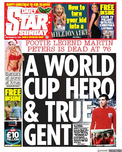 Daily Star Sunday Newspaper Front Page for 22 December 2019