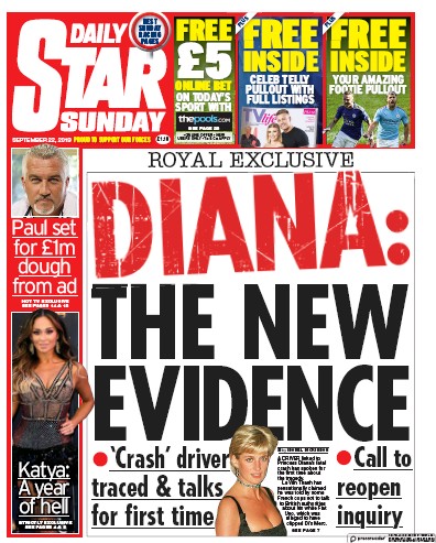 Daily Star Sunday Newspaper Front Page for 22 September 2019